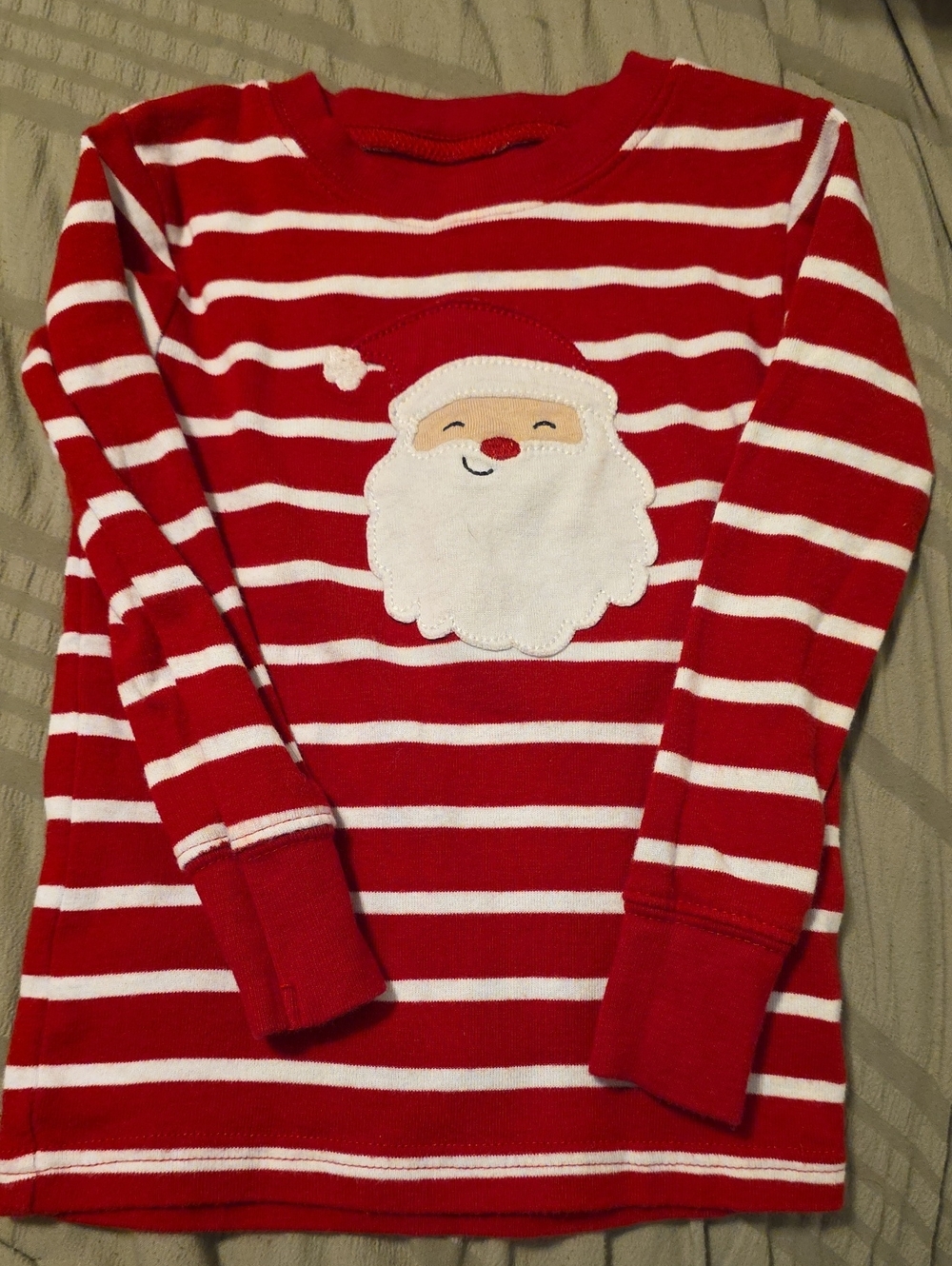 Carter's Red and White Striped Santa Appliqué Long Sleeve Top